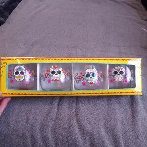 Sugar Skulls Stemless Wine Glasses Set of 4